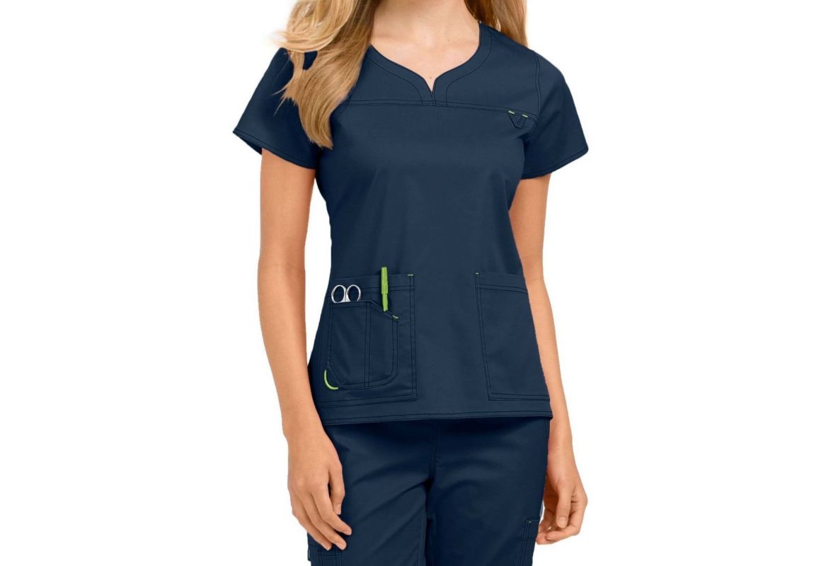 ZIPPER 4 WAYS STRETCH MEDICAL V-NECK SCRUBS TOP – POLYESTER RAYON ...